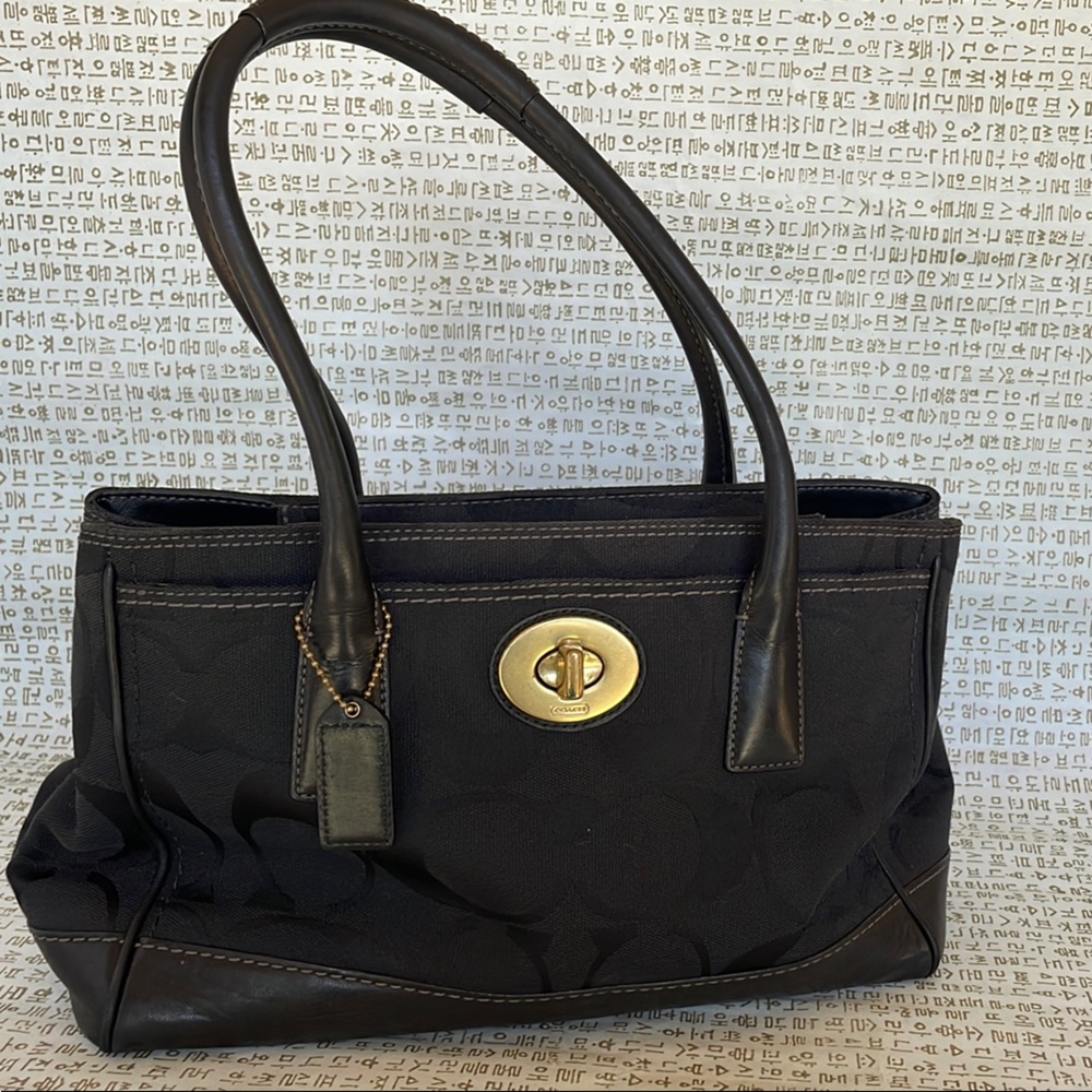 Coach Black Signature Tote Bag